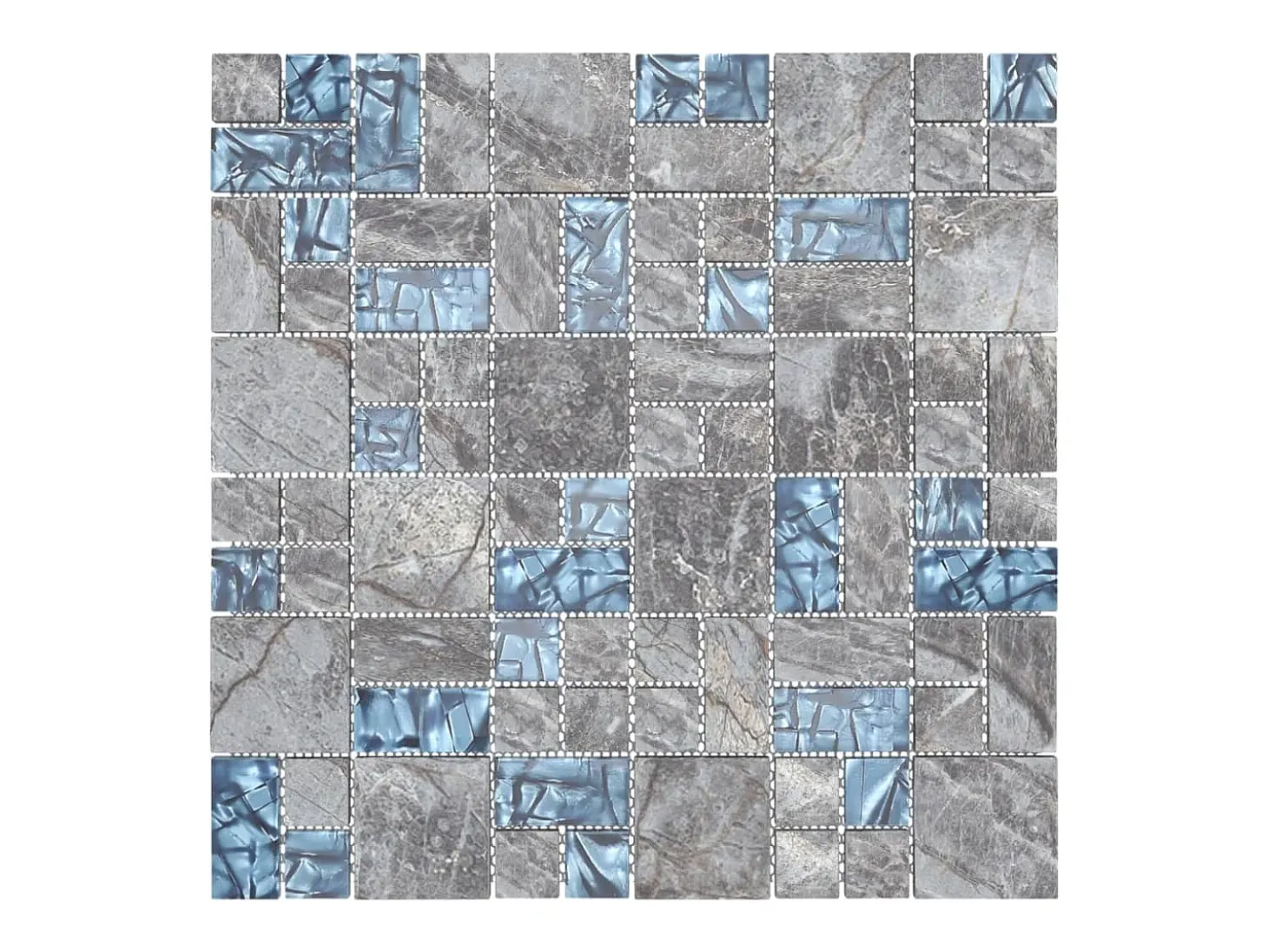 Prolenta Premium - Azulejos de mosaico 22 unidades vidrio gris y azul 30x30 cm