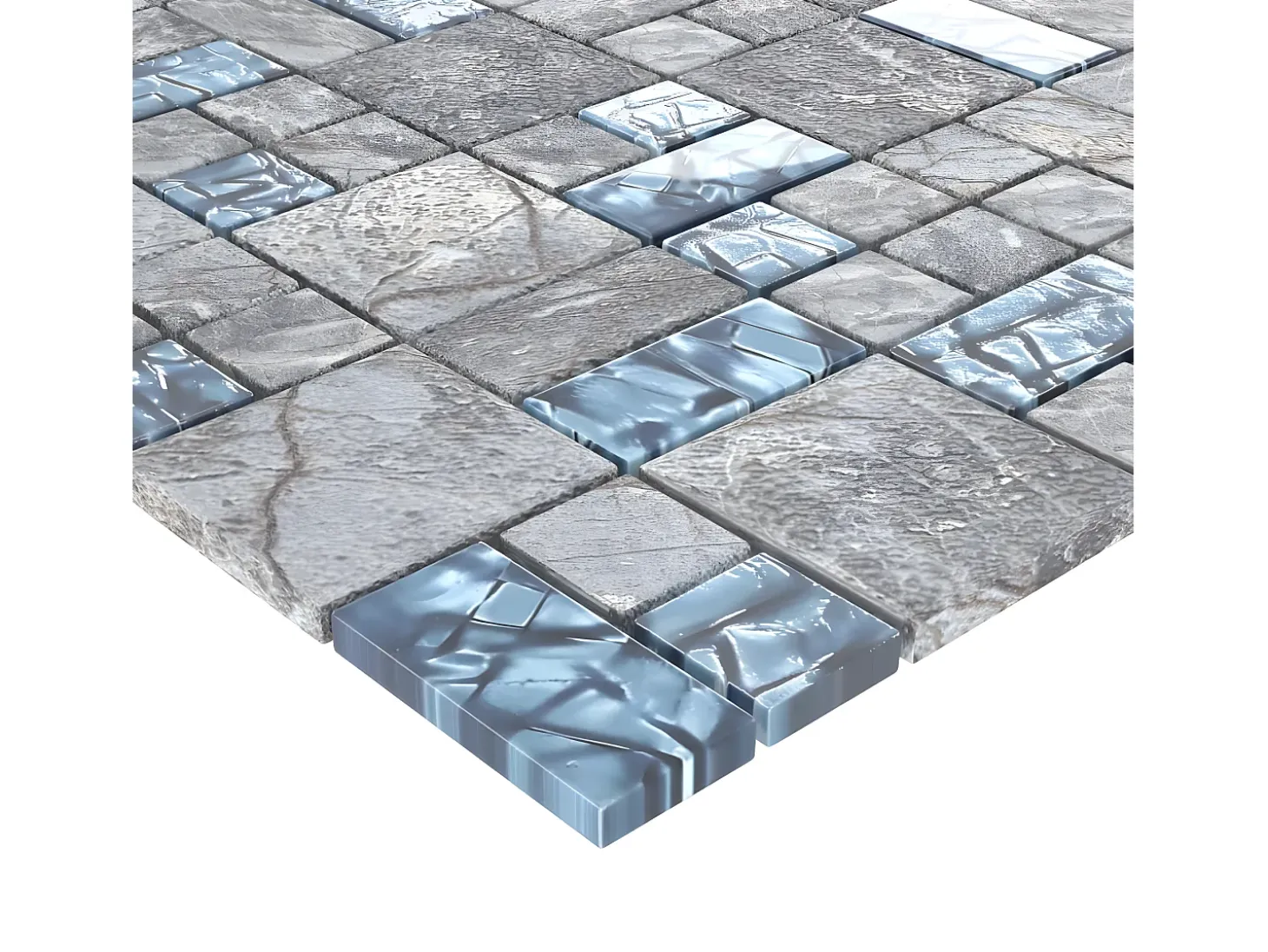 Prolenta Premium - Azulejos de mosaico 22 unidades vidrio gris y azul 30x30 cm