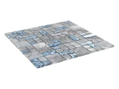 Prolenta Premium - Azulejos de mosaico 22 unidades vidrio gris y azul 30x30 cm