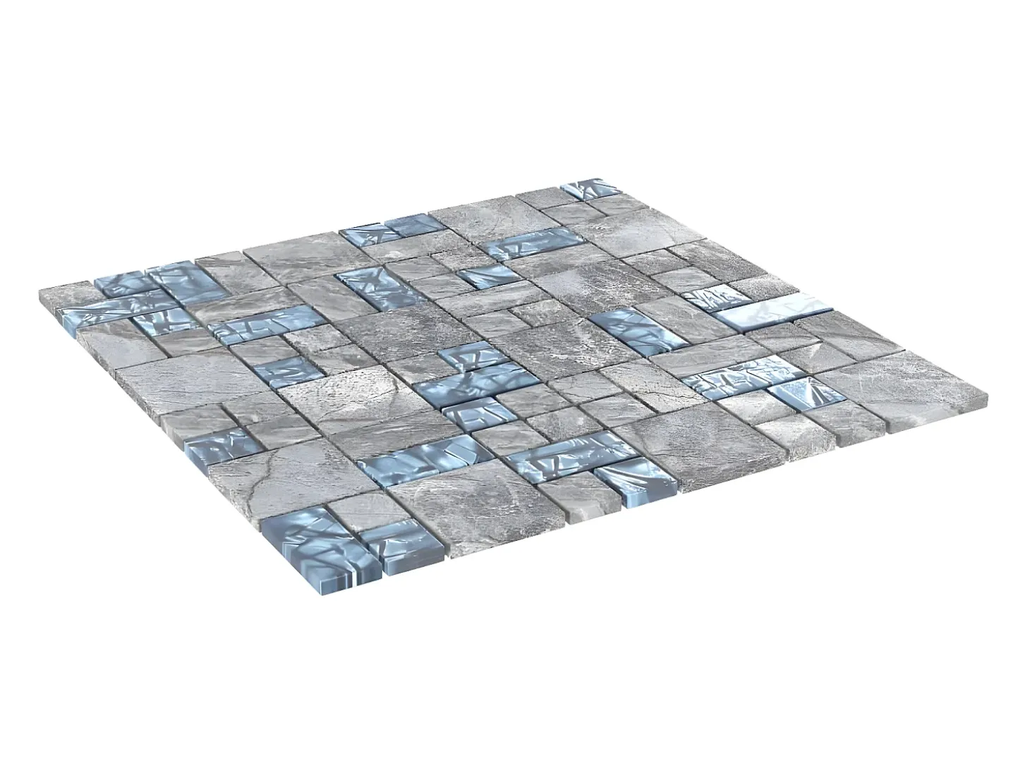 Prolenta Premium - Azulejos de mosaico 22 unidades vidrio gris y azul 30x30 cm