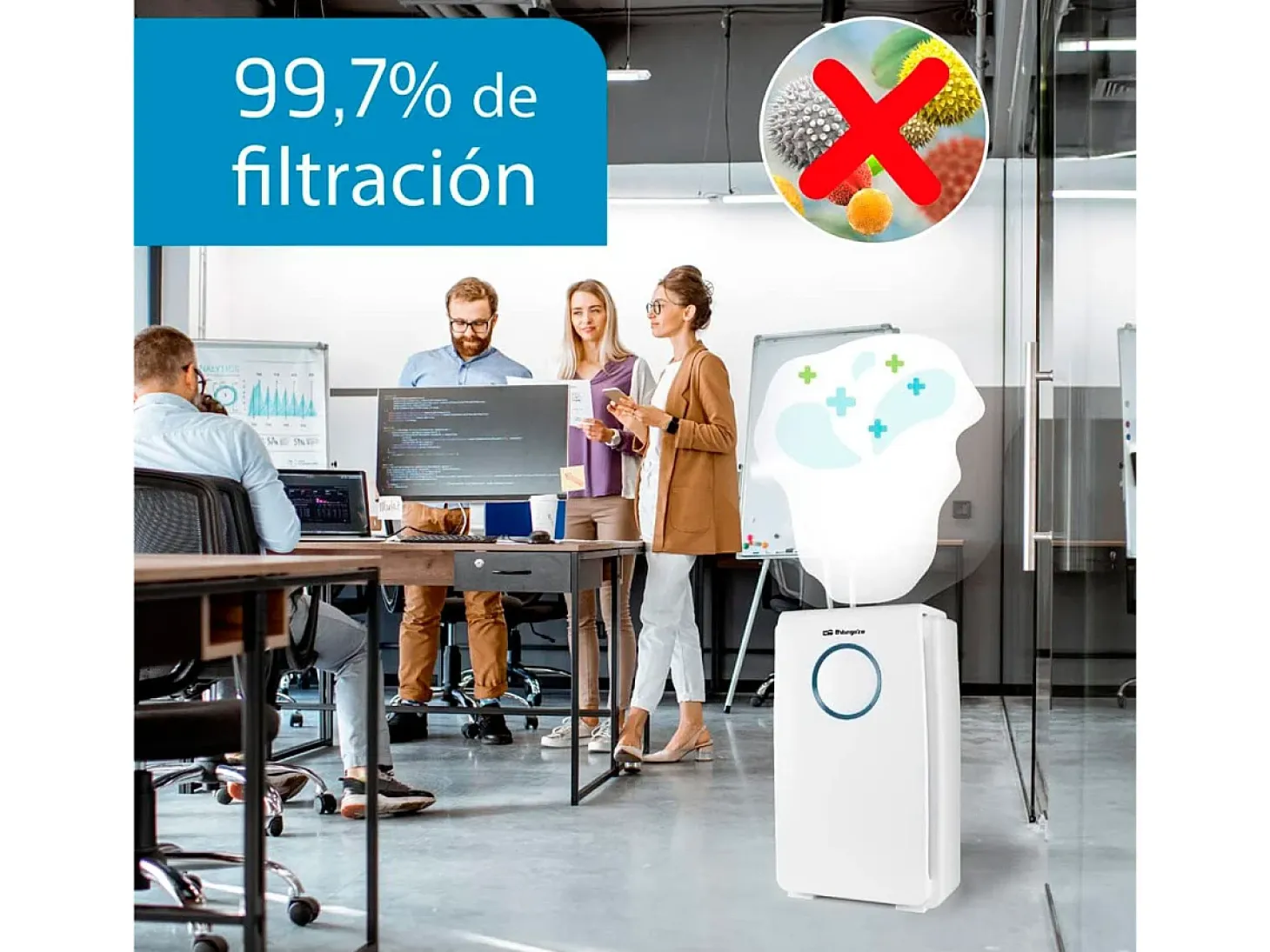 Purificador de aire Orbegozo PU 1000 45W 188 m³/h control táctil blanco