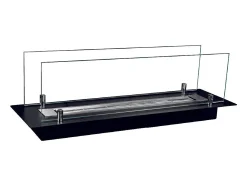 Quemador de chimenea de bioetanol fabricado en acero con cristal de 65 cm.