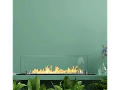 Quemador de chimenea de bioetanol fabricado en acero con cristal de 65 cm.