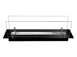 Quemador de chimenea de bioetanol fabricado en acero con cristal de 65 cm.