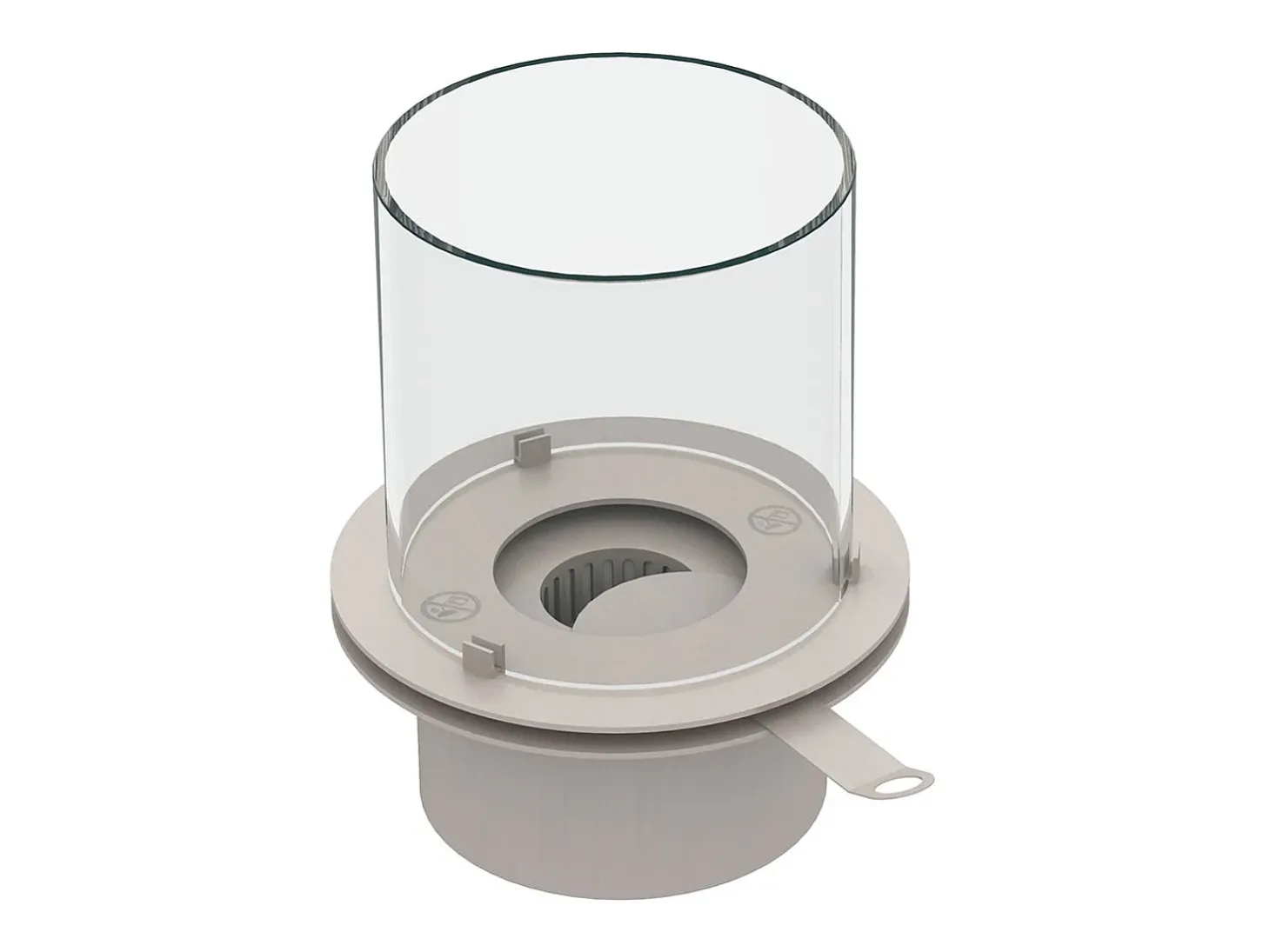 Quemador redondo con cristal para chimenea de bioetanol de acero inoxidable biochimenea 1,5 lt d.25