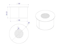Quemador redondo para chimenea de bioetanol, acero inoxidable, 2 litros, diámetro 20 cm.