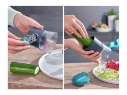 Rallador de verduras en espiral manual de acero inoxidable 3 cuchillas en 1