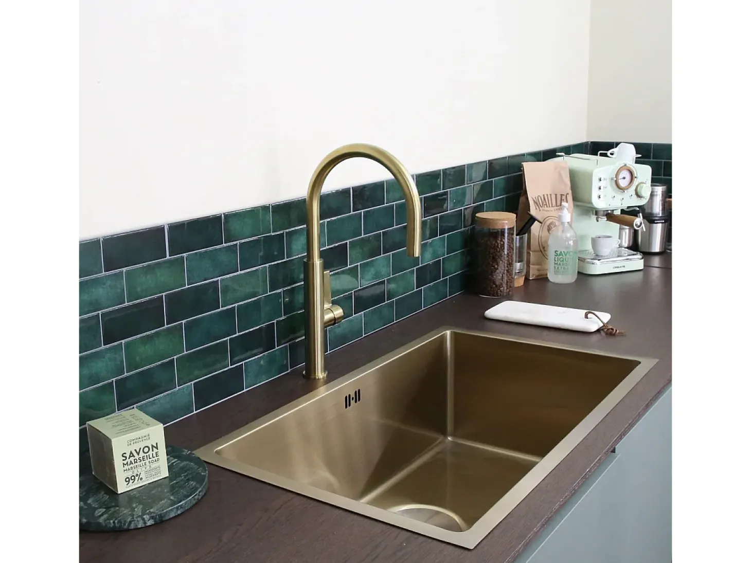 Reflet mezclador para fregadero dorado cepillado Essebagno