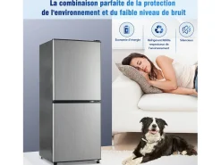 Refrigerador de 106 litros con 7 configuraciones de temperatura e iluminación LED - Plateado