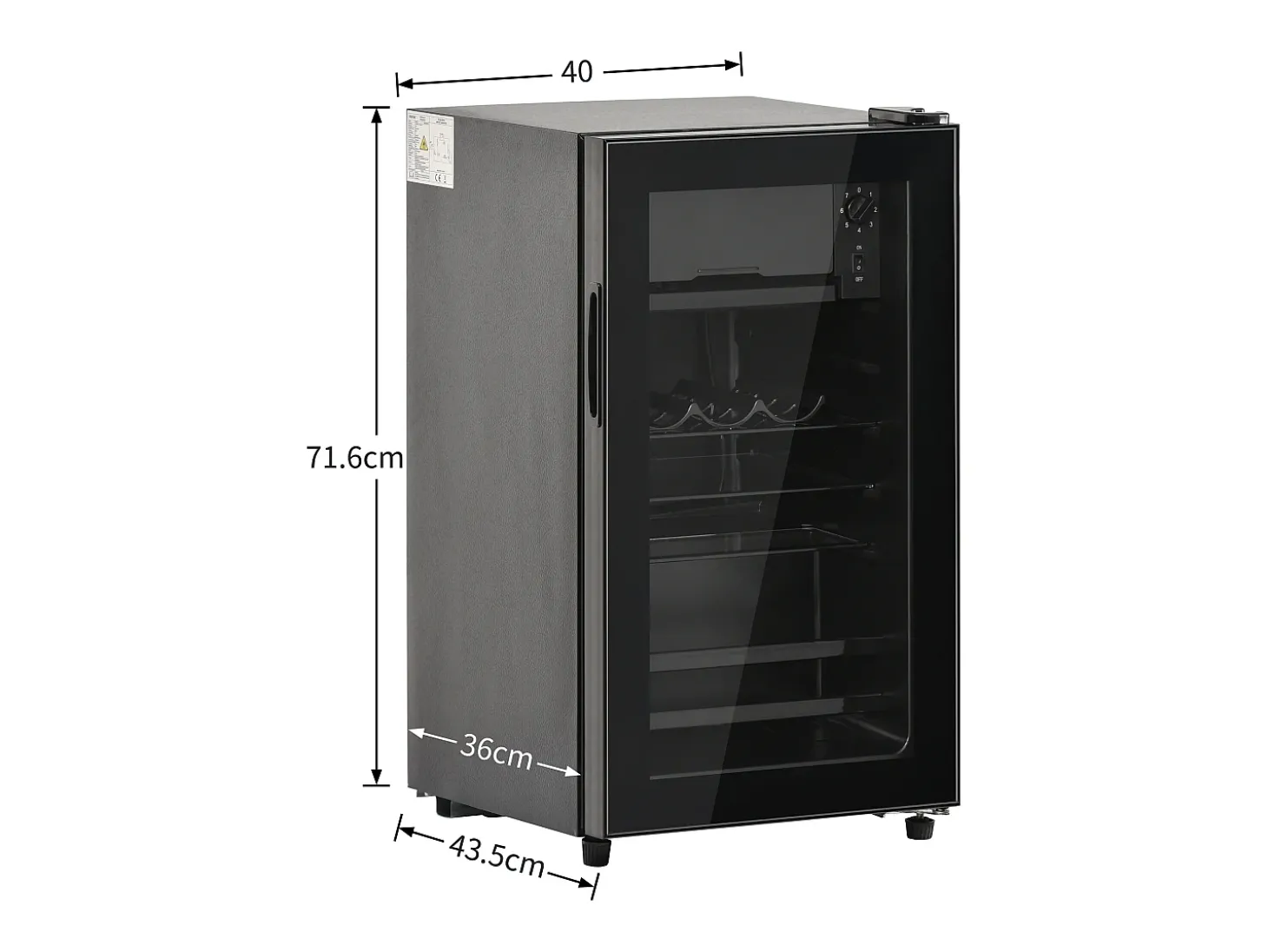 Refrigerador de 76 litros con iluminación LED - Estantes ajustables - Negro