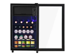 Refrigerador de 76 litros con iluminación LED - Estantes ajustables - Negro