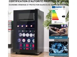 Refrigerador de 76 litros con iluminación LED - Estantes ajustables - Negro
