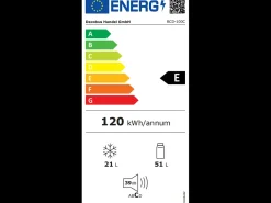 Refrigerador de doble puerta con ajustes y ruedas - 72L - 120kWh/año - Nivel de ruido bajo de 39 dB - 45x46x91cm