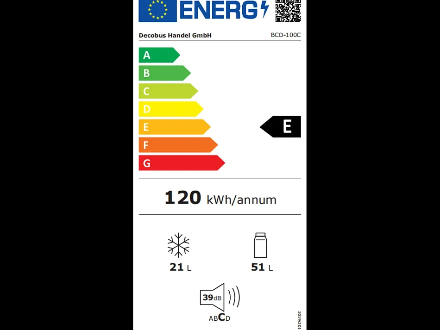 Refrigerador de doble puerta con ajustes y ruedas - 72L - 120kWh/año - Nivel de ruido bajo de 39 dB - 45x46x91cm