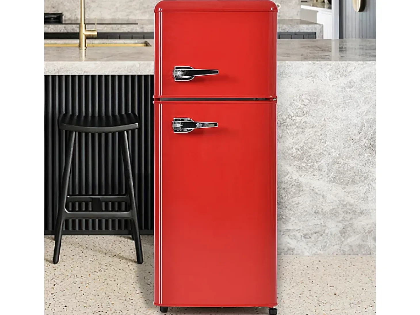 Refrigerador 28L+64L, -27°C~13°C, 116 kWh/año, 45dB, eficiencia energética D, Rojo, 41x45.5x105.5cm