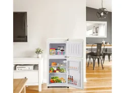 Refrigerador 22L+38L, doble puerta con LED y pies ajustables, clase E, -27°C-13°C, 102 kWh/año, Blanco, 42x45.5x88.8cm