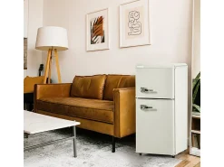 Refrigerador 22L+38L, doble puerta con LED y pies ajustables, clase E, -27°C-13°C, 102 kWh/año, Blanco, 42x45.5x88.8cm