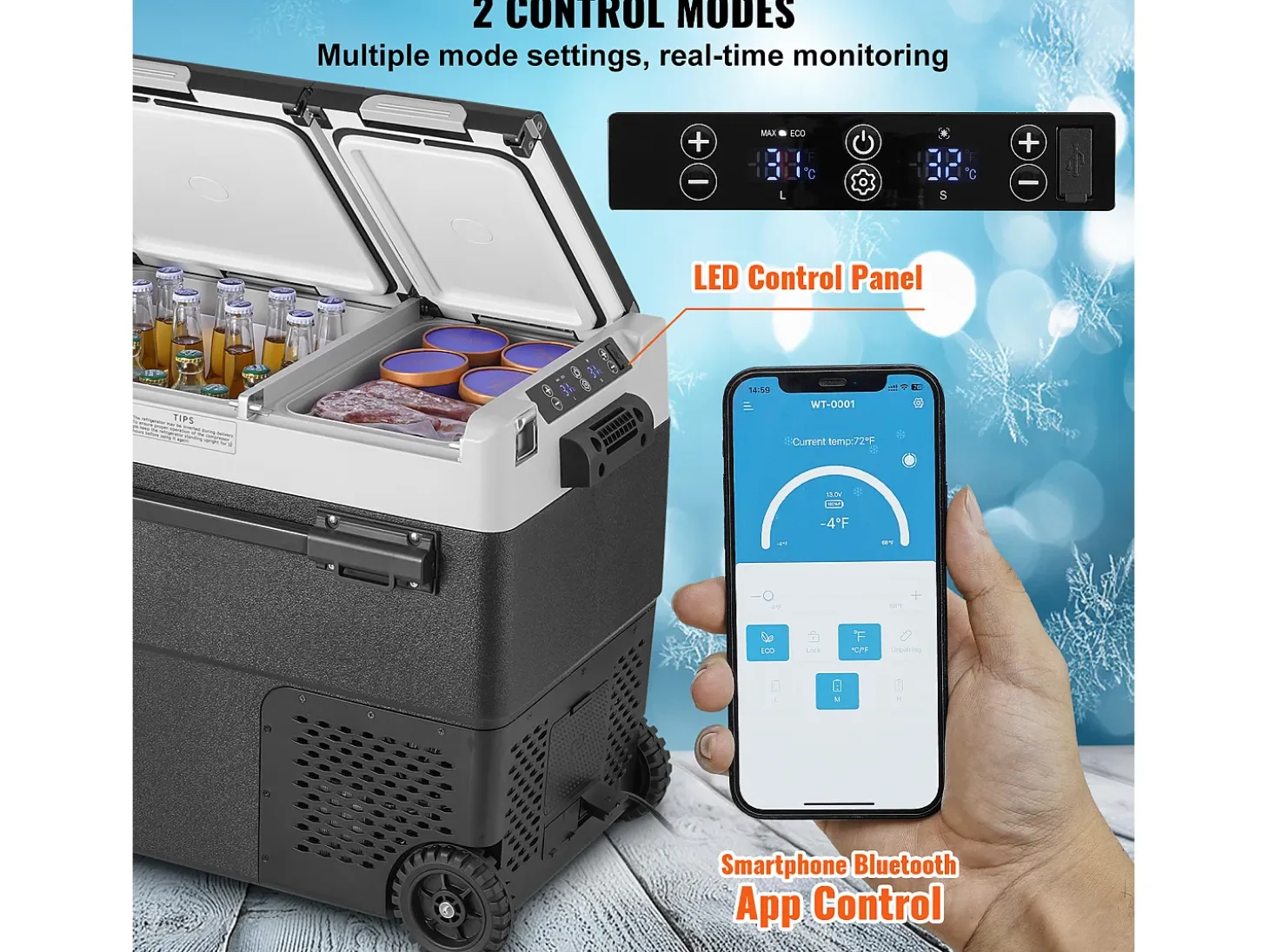 Refrigerador Portátil SucceBuy 58 L, Doble Zona, Refrigerador Congelador para Coche y Casa