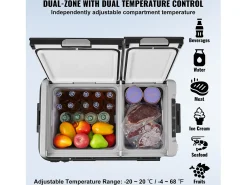 Refrigerador Portátil SucceBuy 58 L, Doble Zona, Refrigerador Congelador para Coche y Casa
