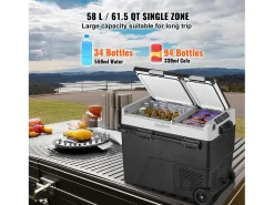 Refrigerador Portátil SucceBuy 58 L, Doble Zona, Refrigerador Congelador para Coche y Casa