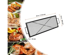 Rejilla de Cocción Rectangular SucceBuy de 112CM, Parrilla para Chimenea X-Marks, Acero Robusto