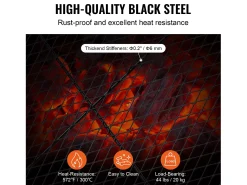 Rejilla de Cocción Rectangular SucceBuy de 112CM, Parrilla para Chimenea X-Marks, Acero Robusto