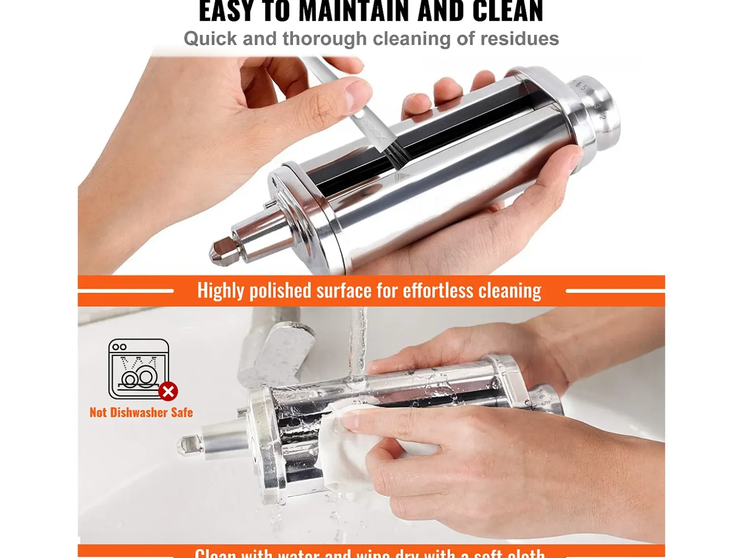 Rodillo para Massa SucceBuy Accesorio para Masa para Mezcladora KitchenAid, Rodillo en Hoja de Acero Inoxidable