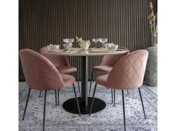 Ronde eettafel PIZA Ø110 – Wit marmereffect en zwarte messing poten