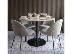 Ronde eettafel PIZA Ø110 – Wit marmereffect en zwarte messing poten