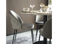 Ronde eettafel PIZA Ø110 – Wit marmereffect en zwarte messing poten