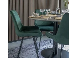 Ronde eettafel PIZA Ø110 – Wit marmereffect en zwarte messing poten