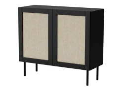 Rota Aparador negro de 2 puertas 100 cm con frentes de ratán