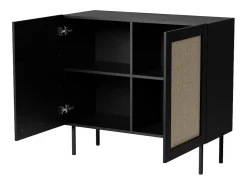 Rota Aparador negro de 2 puertas 100 cm con frentes de ratán