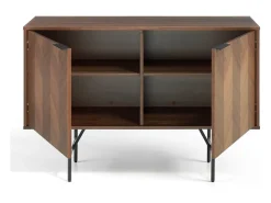 Roza Aparador moderno pequeño de 2 puertas con patas de acero negro 120 cm