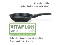 Sartén antiadherente de aluminio Easy Click GSW de 28 cm con tapa de vidrio y asas desmontables, compatible con inducción