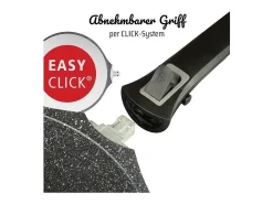 Sartén antiadherente de aluminio Easy Click GSW de 28 cm con tapa de vidrio y asas desmontables, compatible con inducción