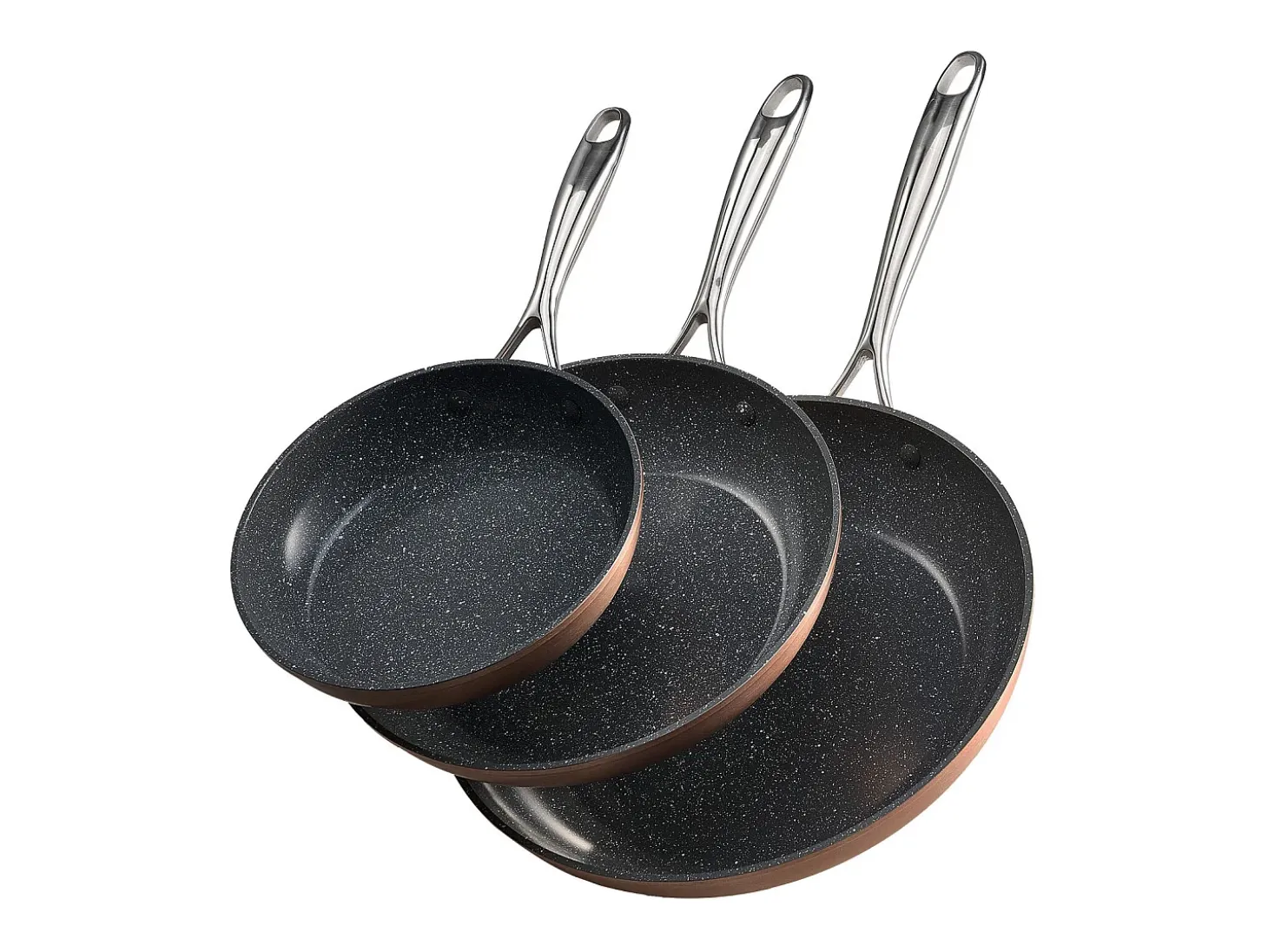 Sartén de Aluminio SucceBuy, 3 Piezas 20/27/30 cm, Sartén Antiadherente de Cerámica con Mango Resistente al Calor, para Gas, Eléctrico