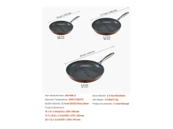 Sartén de Aluminio SucceBuy, 3 Piezas 20/27/30 cm, Sartén Antiadherente de Cerámica con Mango Resistente al Calor, para Gas, Eléctrico