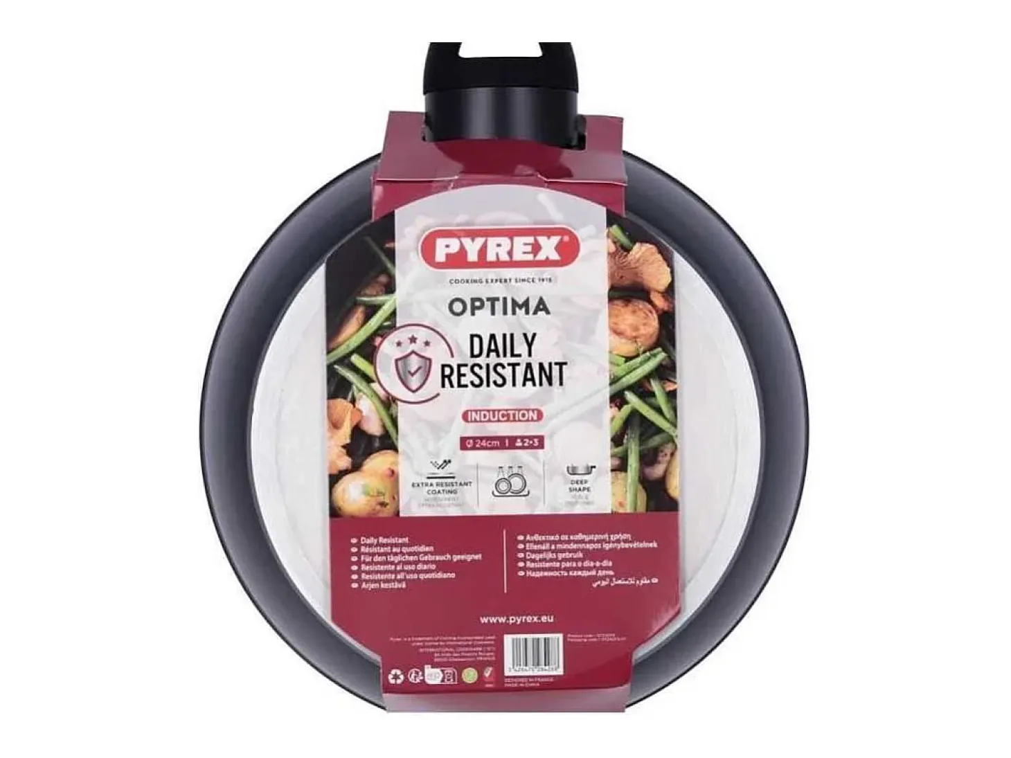 Sartén honda Óptima + Pyrex aluminio forjado negro Ø24 cm