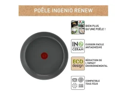 Sartén Tefal Ingenio Renew 28 cm, cerámica antiadherente, inducción, mango desmontable, fabricada en Francia