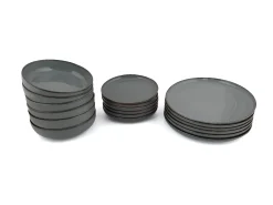 Servicio de vajilla, platos, platos, de porcelana de 18 piezas - Azul - SANCHA