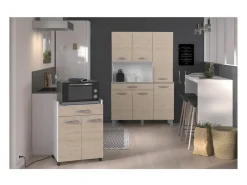 Servidor de 60 cm - 1 cajón y 1 puerta - 60 x 44 x 81 cm - Color roble