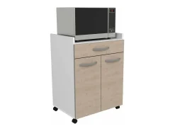 Servidor de 60 cm - 1 cajón y 1 puerta - 60 x 44 x 81 cm - Color roble