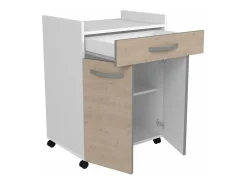 Servidor de 60 cm - 1 cajón y 1 puerta - 60 x 44 x 81 cm - Color roble