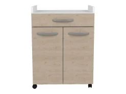 Servidor de 60 cm - 1 cajón y 1 puerta - 60 x 44 x 81 cm - Color roble