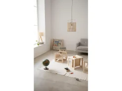 Set 3 sillas madera pino en color natural Montessori.