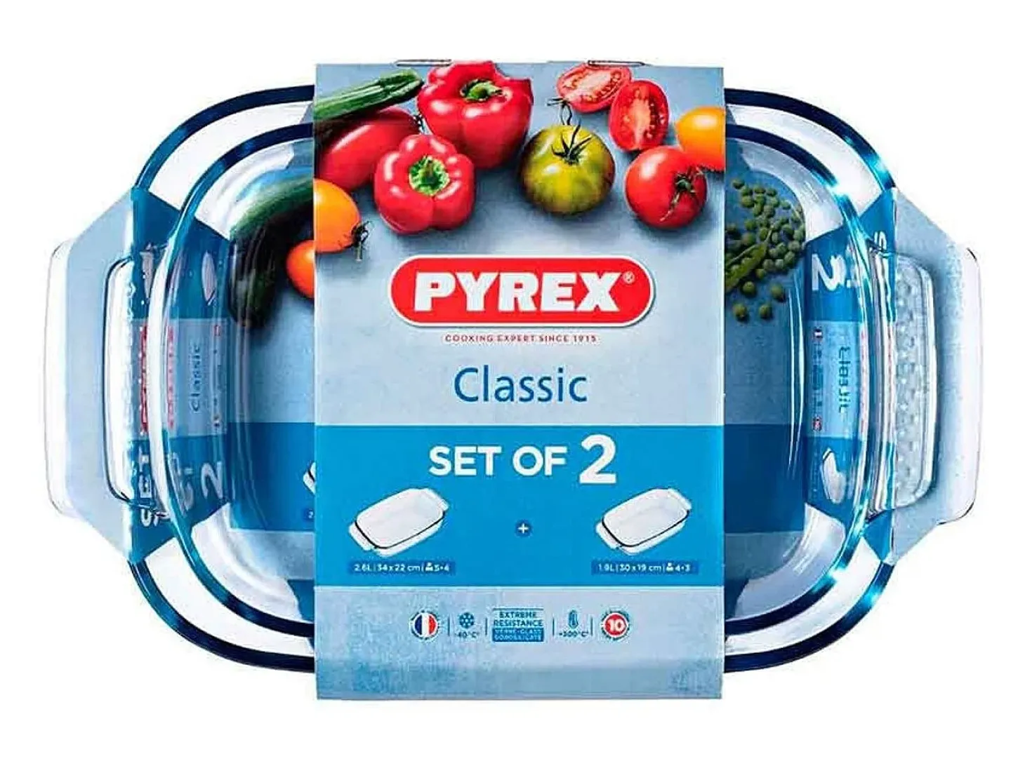 Set de 2 fuentes para horno Classic Pyrex rectangular 1,9L/2,6L