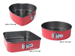Set de 3 moldes para horno rojo Ø26/Ø25/Ø22 cm