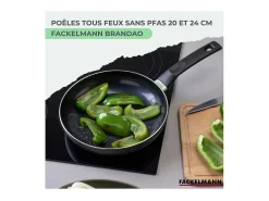 Set de 2 sartenes de inducción Fackelmann Brandao de aluminio reciclado con revestimiento cerámico antiadherente Ø20 y 24 cm sin PFAS