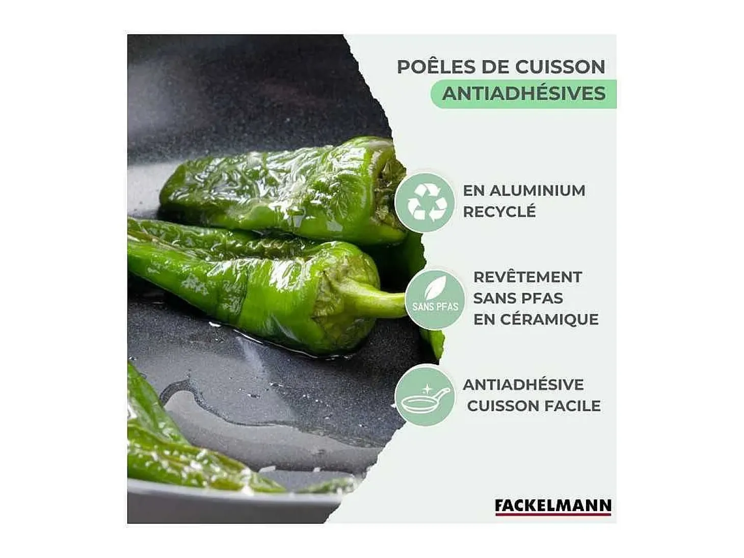 Set de 2 sartenes de inducción Fackelmann Brandao de aluminio reciclado con revestimiento cerámico antiadherente Ø20 y 24 cm sin PFAS